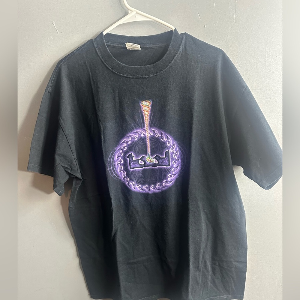 VTG Y2K tool tee front & back graphics Black T-Shirt with Purple Graphic size XL